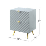 2 Drawers MDF Nightstand in Gray High Gloss Finish B016P257195