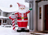 8.2FT Lighted Christmas Inflatable Decoration, Inflatable Santa with North Pole Road Sign, Funny 52233352