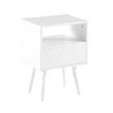 15.75" Rattan End table with drawer and solid wood legs, Modern nightstand, side table for living W126573108