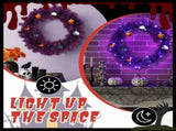 24" Halloween-Themed Christmas Wreath - Purple Pre-Lit Wreath with 50 Purple/Orange LEDs, 100 PVC 80749318