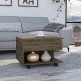 Luanda Lift Top Coffee Table, Casters, One Shelf -Dark Brown B07091884