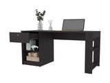 Wengue Computer Desk with 1-Drawer and Open Storage B062P290244
