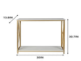 2-Tier Console Table, Gold Sofa Entry Table with White Top and Gold Metal Frame 58656376