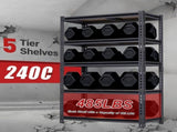 5-Tier Garage Storage Shelves, Heavy Duty Adjustable Shelving Unit, 60" H Garage Rack 2400lbs Metal 08228873