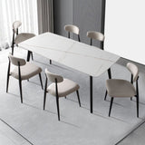 Modern Dining Chairs Set of 2, Curved Backrest Round Upholstered and Metal Frame, Light Grey W876110769