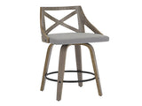 Fixed Height Counter Stool in Light Grey Wood and Grey Fabric - Set of 2 B202P471207