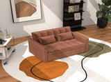 Corduroy Double Sleeper Sofa With Pull-Out Bed, 2 Pillows & Side Storage Pocket 16204161