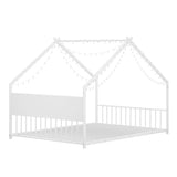Full Size House Bed with Roof and Colorful Lights, Metal Bed Frame with Slats and Legs, House Bed W1820P234583