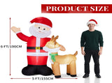 6.3FT Lighted Christmas Inflatable Decoration, Inflatable Santa and Reindeer, Funny Blow Up Yard 12549040