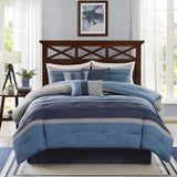 7 Piece Microsuede Comforter Set Navy Cal King B03596802