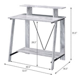 Antique White and Black Writing Desk with Upper Shelf B062P184524