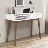 White and Walnut 1-Drawer Writing Desk B062P153672