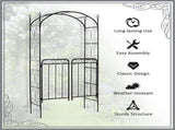 Black 84" Metal Garden Archway with Gate, for Climbing Vines & Wedding Ceremony Decoration 27362792