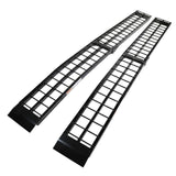 ZNTS 9ft Aluminum Plate Folding ATV Loading Ramp Black Pair Truck Trailer 1200 lbs 03466389