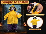 Halloween Animatronic Haunted Boy Prop Glowing Eyes & Moving Arms, Sound Activated Zombie Boy 27227645