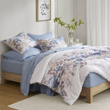 Floral Comforter Set with Bed Sheets Blue King B035P266686