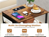 Nightstand with LED Lights & Charging Station, 2 Folding Fabric Drawers 64867151
