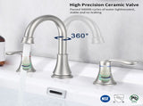 2-Handle 8 inch Widespread Bathroom Sink Faucet Brushed Nickel Lavatory Faucet 3 Hole 360&deg Swivel 89343189