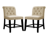 Set of 2 Padded Chenille Dining Chairs in Beige and Antique Black B016P156584