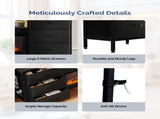 Black Fireplace TV Stand, 147.32*30*79.4cm, Embossed MDF with Melamine Finish, 6 Fabric Drawers 1 91123694