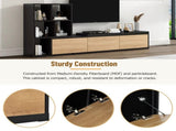 ON-TREND 74.8''-126'' Extendable TV Stand with 3 Tier Bookshelves for TVs up to 110'', Adjustable WF531669AAB