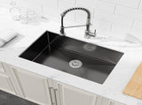 Kitchen Sink, 27x19 Single Bowl, Undermount Handmade Sink in Black, with US Standard Drain and 90694307