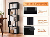 5-Tier S-Shaped Bookshelf, Modern Geometric Freestanding Display Shelf with Heavy-Duty Metal Frame, 09498563