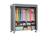 Clothes Rack with Cover, Rolling Rack, Heavy Duty Garment Rack with Shelves & Grey Cover, W3204P581184
