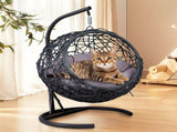 Cat Swing Bed with Stand & Cushion, Cat Egg Chair with Rattan Wicker Appearance, Indoor Hanging 05489427