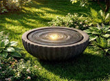 18" Round Sphere Water Fountain with 6 LED Lights Gray Resin Indoor Outdoor Water Feature 48264842