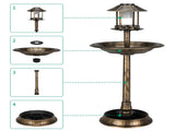 51*51*106cm Plastic Round Birdbath with Solar Light Bronze 28254494