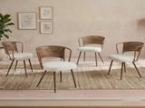 Wicker dining chairs - 4-piece set - Farmhouse soft padded cane back kitchen chair with sponge 81363708