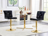 A set of 2 black vintage crocodile leather lift bar chairs, featuring crystal clasp design and W3875P371071