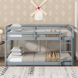 ZNTS Solid Wooden, Solid Rubber Wooden Twin over Twin Loft Bed with Ladder, with Bed Platform of W504P191663