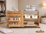 Multipurpose Folding Sewing Table, Compact Sewing Machine Cabinet with Wheels, Storage Shelves, 70833707