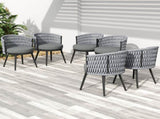 Outdoor Dining Chair-Metal & Rope with Light Gray Cushion Patio Furniture,Weather-Resistant Patio N770P290585G