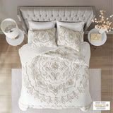 Full/Queen 3 Piece Tufted Cotton Chenille Duvet Cover Set B03597351