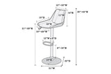 Dining Kitchen Adjustable Bar stool Chair Ebony Color Wax Polyurethane Leather Chrome Base Modern B011P151354