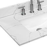 73"x 22" bathroom stone vanity top lightning white undermount ceramic sink and 3 faucet hole W1059P251890