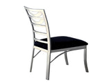 Set of 2 Black Microfiber and Metal Side Chairs in Silver B016P156811