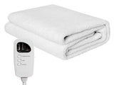 71 x 31 Inch White Massage Bed Warmer Heating Pad with 5 Heat Settings Machine Washable Design 59519668