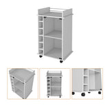 Vegas Bar Cart, Two Tier Cabinet With Glass Door, Six Cubbies For Liquor B128P176147