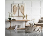 Set of 2 Feather Wing Wall Panels with Distressed White Finish, Rectangle Hanging Wall Art, 42" x W2078130291