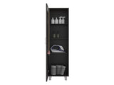 Vernon Slim Storage Cabinet with 4-Tier Shelf and Broom Hangers, Dark Walnut B097P474305