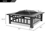 Portable Courtyard Metal Fire Pit with Accessories Black 52194990