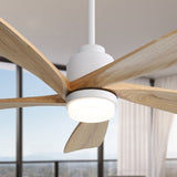 ZNTS 52 Inch Indoor Ceiling Fan With Dimmable LED Light 5 Solid Wood Blades Remote Control Reversible DC W882P146360