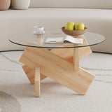 Circular glass coffee table, 33.4-inch modern and distinctive design tea table. Tempered glass GL-W1151P146792