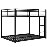 ZNTS Full over Full Metal Bunk Bed, Low Bunk Bed with Ladder, Black 71718681