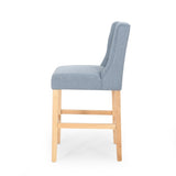 Vienna Contemporary Fabric Tufted Wingback 27 Inch Counter Stools, Set of 2, Light Blue and Natural 64853.00LBLU