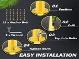 Safety Bollard Post, 36 Inch Height Steel Bollards, 3.5 Inch Diameter Parking Bollard, Yellow Powder 64941043